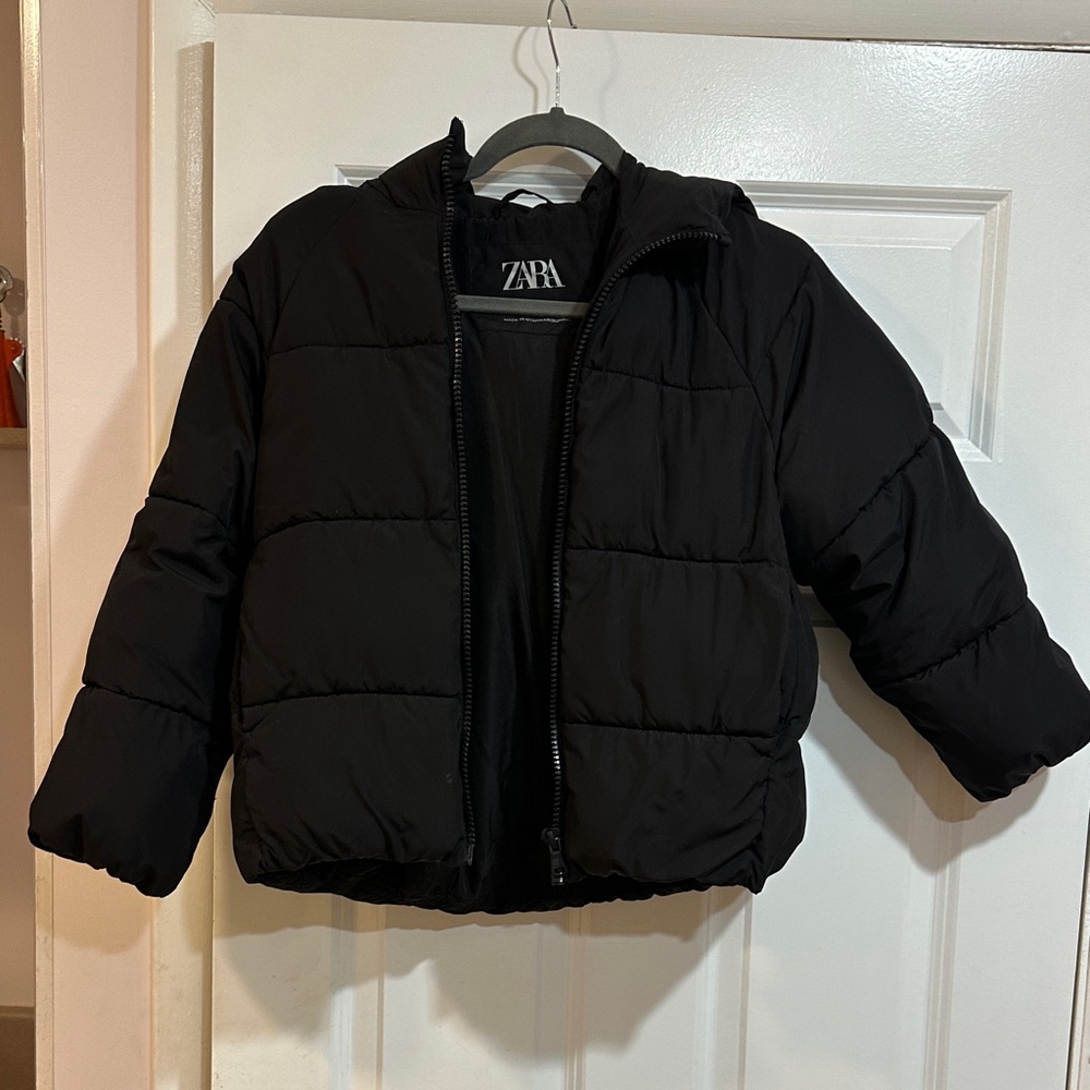 Zara Girls Kids Classic Black Puffer Coat size 9-10